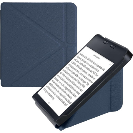 kwmobile Étui Compatible avec Kobo Libra 2 Coque - Étui à Rabat magnétique Tablette eReader Similicuir - Bleu foncé
