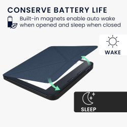 kwmobile Étui Compatible avec Kobo Libra 2 Coque - Étui à Rabat magnétique Tablette eReader Similicuir - Bleu foncé