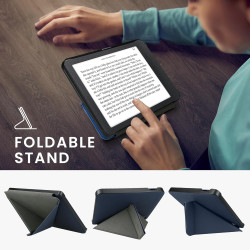 kwmobile Étui Compatible avec Kobo Libra 2 Coque - Étui à Rabat magnétique Tablette eReader Similicuir - Bleu foncé