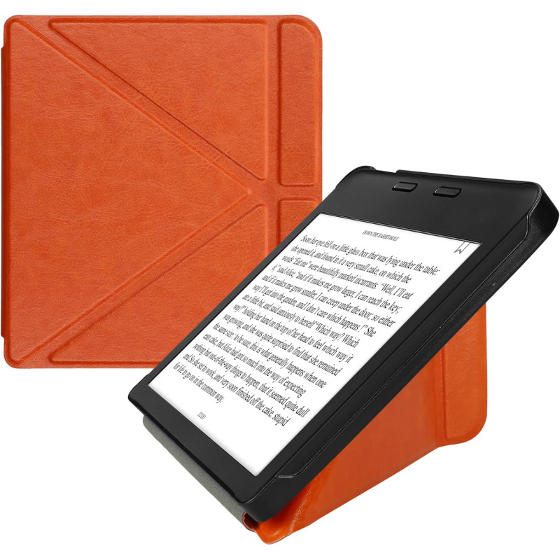 Kwmobile étui compatible avec kobo libra 2 coque - étui à rabat magnétique tablette ereader similicuir - orange