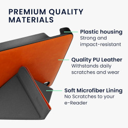 Kwmobile étui compatible avec kobo libra 2 coque - étui à rabat magnétique tablette ereader similicuir - orange
