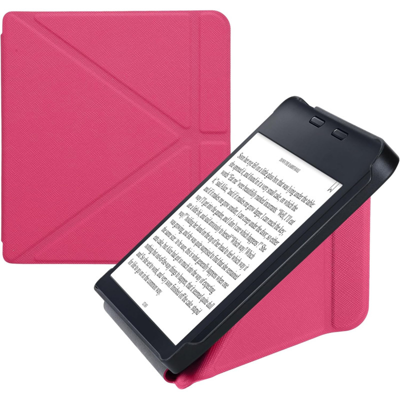 kwmobile Étui Compatible avec Kobo Libra 2 Coque - Étui à Rabat magnétique Tablette eReader Similicuir - Rose Fluo