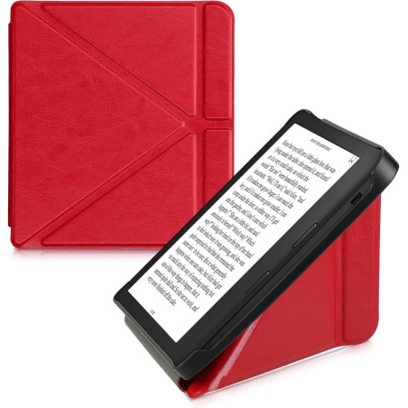 kwmobile Étui Compatible avec Kobo Libra 2 Coque - Étui à Rabat magnétique Tablette eReader Similicuir - Rouge