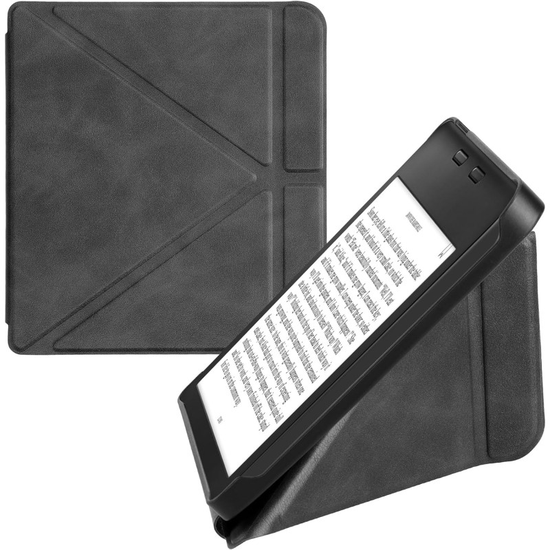 kwmobile Étui Compatible avec Kobo Libra 2 Coque - Étui à Rabat magnétique Tablette eReader Similicuir - Anthracite