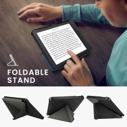 kwmobile Étui Compatible avec Kobo Libra 2 Coque - Étui à Rabat magnétique Tablette eReader Similicuir - Anthracite