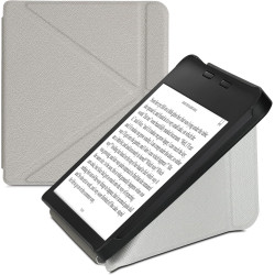 kwmobile Étui Compatible avec Kobo Libra 2 Coque - Étui à Rabat magnétique Tablette eReader Similicuir - argenté