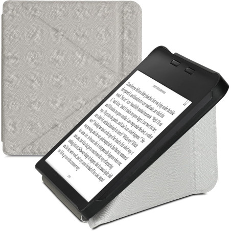 kwmobile Étui Compatible avec Kobo Libra 2 Coque - Étui à Rabat magnétique Tablette eReader Similicuir - argenté