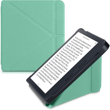 kwmobile Étui Compatible avec Kobo Libra 2 Coque - Étui à Rabat magnétique Tablette eReader Similicuir - Menthe glaciale