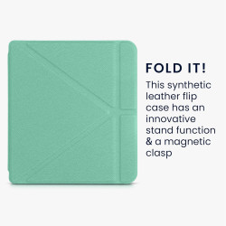 kwmobile Étui Compatible avec Kobo Libra 2 Coque - Étui à Rabat magnétique Tablette eReader Similicuir - Menthe glaciale