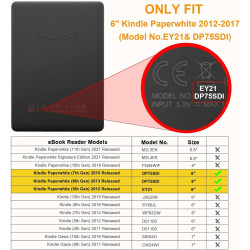Fintie étui pour 6" kindle paperblanc 2012-2017 (modèle: ey21, dp75sdi), coque fine légère avec réveil/veille auto (n'est pas co