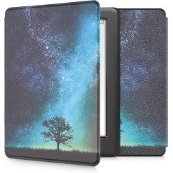 kwmobile Étui Compatible avec Kobo Glo HD/Touch 2.0 Coque - Étui à Rabat magnétique Tablette eReader Similicuir - Bleu-Gris-Noir