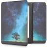 kwmobile Étui Compatible avec Kobo Glo HD/Touch 2.0 Coque - Étui à Rabat magnétique Tablette eReader Similicuir - Bleu-Gris-Noir