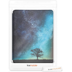 kwmobile Étui Compatible avec Kobo Glo HD/Touch 2.0 Coque - Étui à Rabat magnétique Tablette eReader Similicuir - Bleu-Gris-Noir