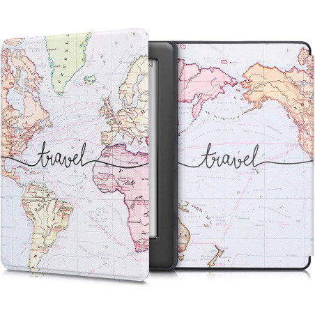 kwmobile Étui Compatible avec Kobo Glo HD/Touch 2.0 Coque - Étui à Rabat magnétique Tablette eReader Similicuir - Noir-Multicolo