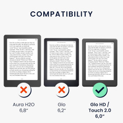 kwmobile Étui Compatible avec Kobo Glo HD/Touch 2.0 Coque - Étui à Rabat magnétique Tablette eReader Similicuir - Multicolore