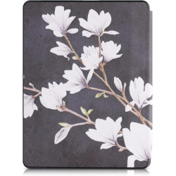 kwmobile Étui Compatible avec Kobo Glo HD/Touch 2.0 Coque - Étui à Rabat magnétique Tablette eReader Similicuir - Taupe-Blanc-Gr