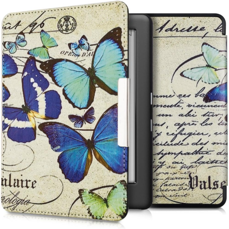 Kwmobile étui compatible avec kobo glo hd/touch 2.0 coque - étui à rabat magnétique tablette ereader similicuir - bleu-menthe gl