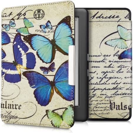 Kwmobile étui compatible avec kobo glo hd/touch 2.0 coque - étui à rabat magnétique tablette ereader similicuir - bleu-menthe gl