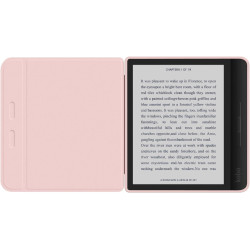 Giopuey coque compatible avec kobo libra colour/kobo libra 2, étui en cuir, étui à rabat [coque arrière transparente pc tpu] tex