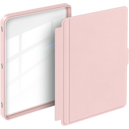 Giopuey coque compatible avec kobo clara colour/clara bw/clara 2e, étui en cuir, étui à rabat [coque arrière transparente pc tpu