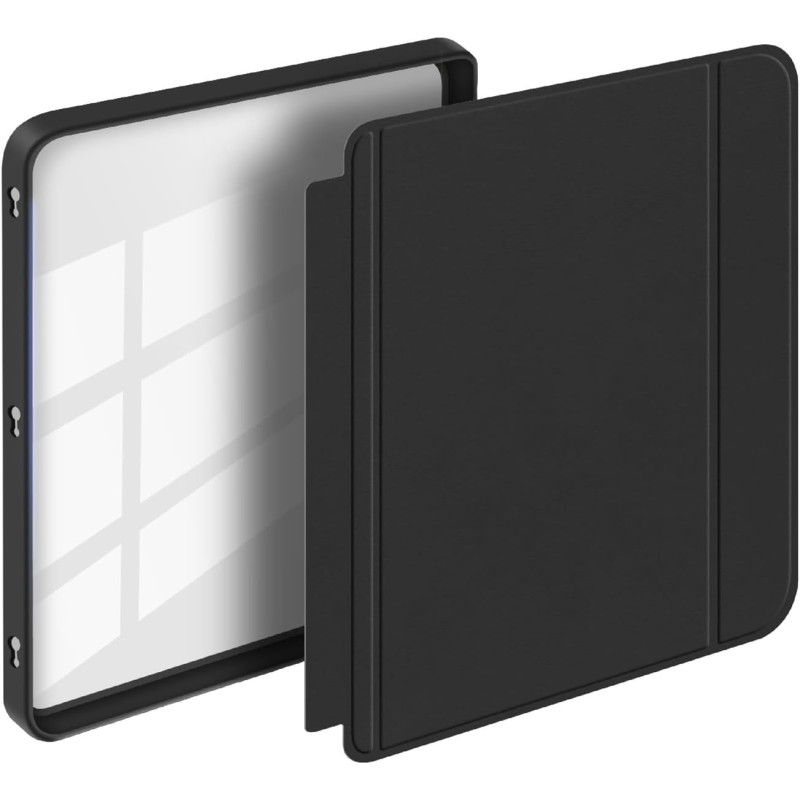 Giopuey coque compatible avec kobo libra colour/kobo libra 2, étui en cuir, étui à rabat [coque arrière transparente pc tpu] tex