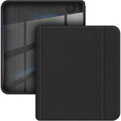 Giopuey coque compatible avec kobo libra colour/kobo libra 2, étui en cuir, étui à rabat [coque arrière transparente pc tpu] tex