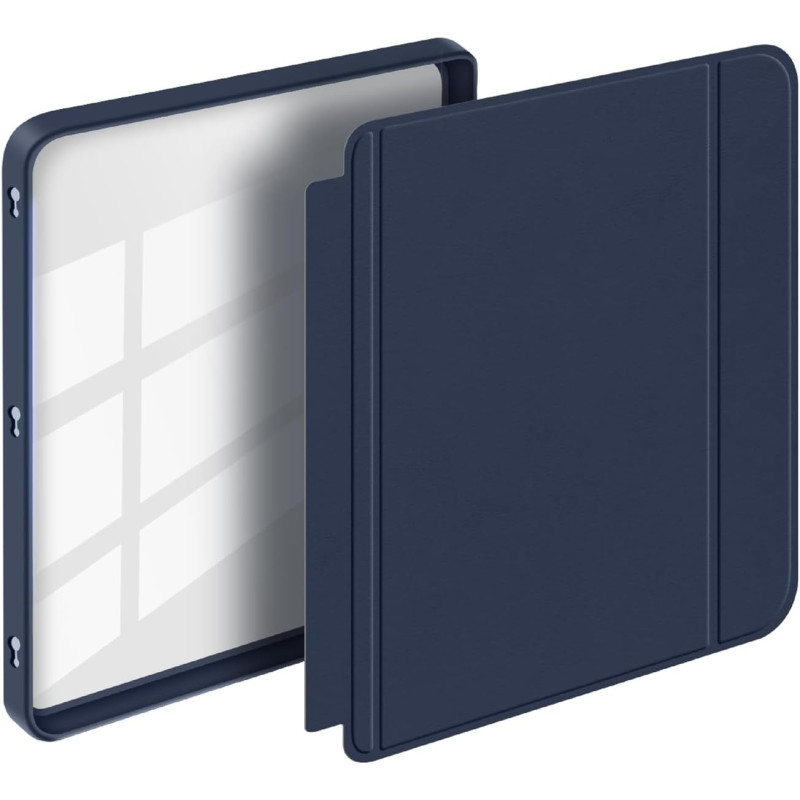 Giopuey coque compatible avec kobo libra colour/kobo libra 2, étui en cuir, étui à rabat [coque arrière transparente pc tpu] tex