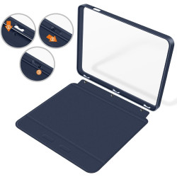 Giopuey coque compatible avec kobo libra colour/kobo libra 2, étui en cuir, étui à rabat [coque arrière transparente pc tpu] tex