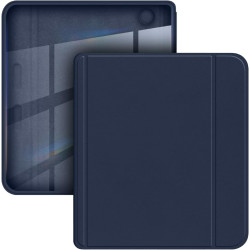 Giopuey coque compatible avec kobo libra colour/kobo libra 2, étui en cuir, étui à rabat [coque arrière transparente pc tpu] tex