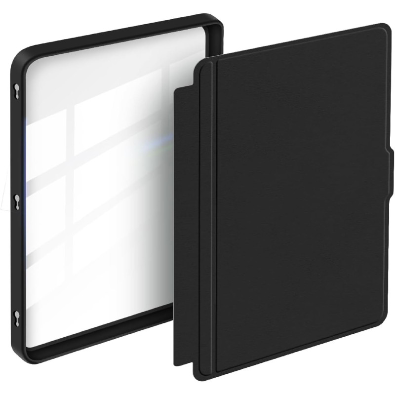Giopuey coque compatible avec kobo clara colour/clara bw/clara 2e, étui en cuir, étui à rabat [coque arrière transparente pc tpu