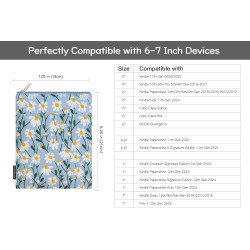 Dadanism 6-7 pouces étui housse sac brodée pour 7" nouveau kindle paperblanc et kindle colorsoft signature edition, 6" kindle 11