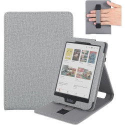 Étui pour Kobo Clara 2E/Clara BW,Sommeil Housse pour Kobo Clara Colour Coque avec Dragonne,Gris