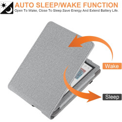 Étui pour Kobo Clara 2E/Clara BW,Sommeil Housse pour Kobo Clara Colour Coque avec Dragonne,Gris