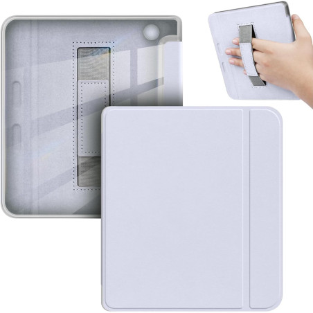 Giopuey coque compatible avec kobo libra colour/kobo libra 2, étui en cuir avec sangle, étui à rabat [coque arrière transparente