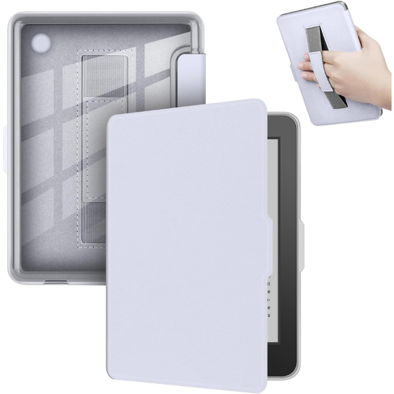 Giopuey coque compatible avec kobo clara colour/clara bw/clara 2e, étui en cuir avec sangle, étui à rabat [coque arrière transpa