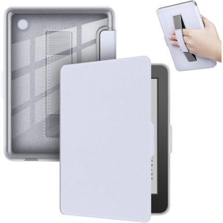 Giopuey coque compatible avec kobo clara colour/clara bw/clara 2e, étui en cuir avec sangle, étui à rabat [coque arrière transpa