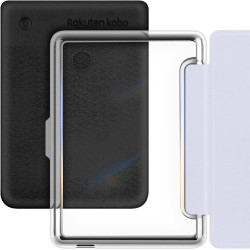 Giopuey coque compatible avec kobo clara colour/clara bw/clara 2e, étui en cuir avec sangle, étui à rabat [coque arrière transpa