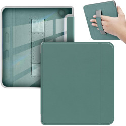 Giopuey coque compatible avec kobo libra colour/kobo libra 2, étui en cuir avec sangle, étui à rabat [coque arrière transparente