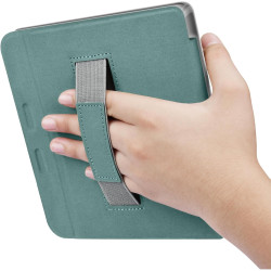 Giopuey coque compatible avec kobo libra colour/kobo libra 2, étui en cuir avec sangle, étui à rabat [coque arrière transparente