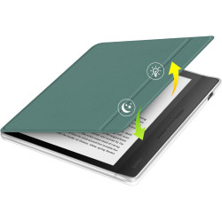Giopuey coque compatible avec kobo libra colour/kobo libra 2, étui en cuir avec sangle, étui à rabat [coque arrière transparente