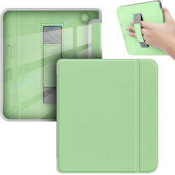 Giopuey coque compatible avec kobo libra colour/kobo libra 2, étui en cuir avec sangle, étui à rabat [coque arrière transparente