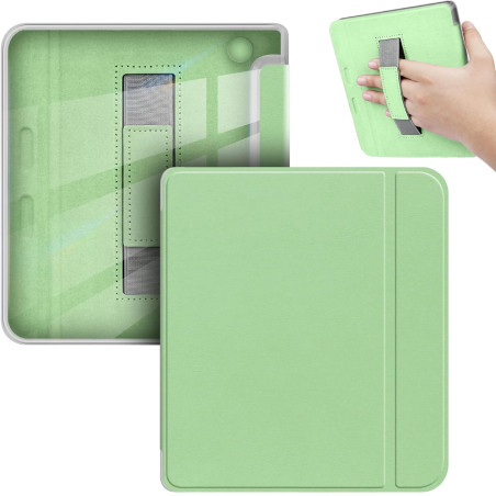 Giopuey coque compatible avec kobo libra colour/kobo libra 2, étui en cuir avec sangle, étui à rabat [coque arrière transparente