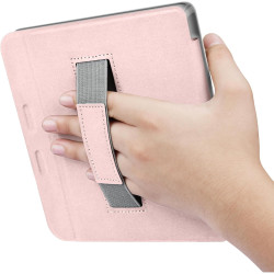 Giopuey coque compatible avec kobo libra colour/kobo libra 2, étui en cuir avec sangle, étui à rabat [coque arrière transparente