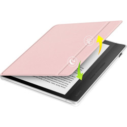 Giopuey coque compatible avec kobo libra colour/kobo libra 2, étui en cuir avec sangle, étui à rabat [coque arrière transparente