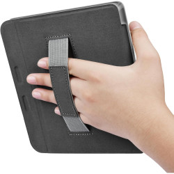 Giopuey coque compatible avec kobo libra colour/kobo libra 2, étui en cuir avec sangle, étui à rabat [coque arrière transparente