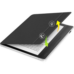 Giopuey coque compatible avec kobo libra colour/kobo libra 2, étui en cuir avec sangle, étui à rabat [coque arrière transparente