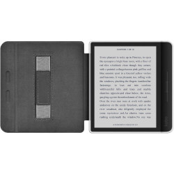 Giopuey coque compatible avec kobo libra colour/kobo libra 2, étui en cuir avec sangle, étui à rabat [coque arrière transparente