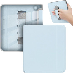Giopuey coque compatible avec kobo libra colour/kobo libra 2, étui en cuir avec sangle, étui à rabat [coque arrière transparente
