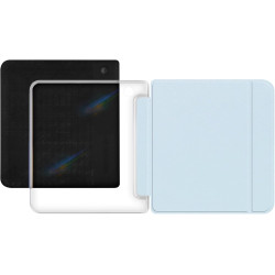 Giopuey coque compatible avec kobo libra colour/kobo libra 2, étui en cuir avec sangle, étui à rabat [coque arrière transparente