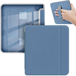 Giopuey coque compatible avec kobo libra colour/kobo libra 2, étui en cuir avec sangle, étui à rabat [coque arrière transparente